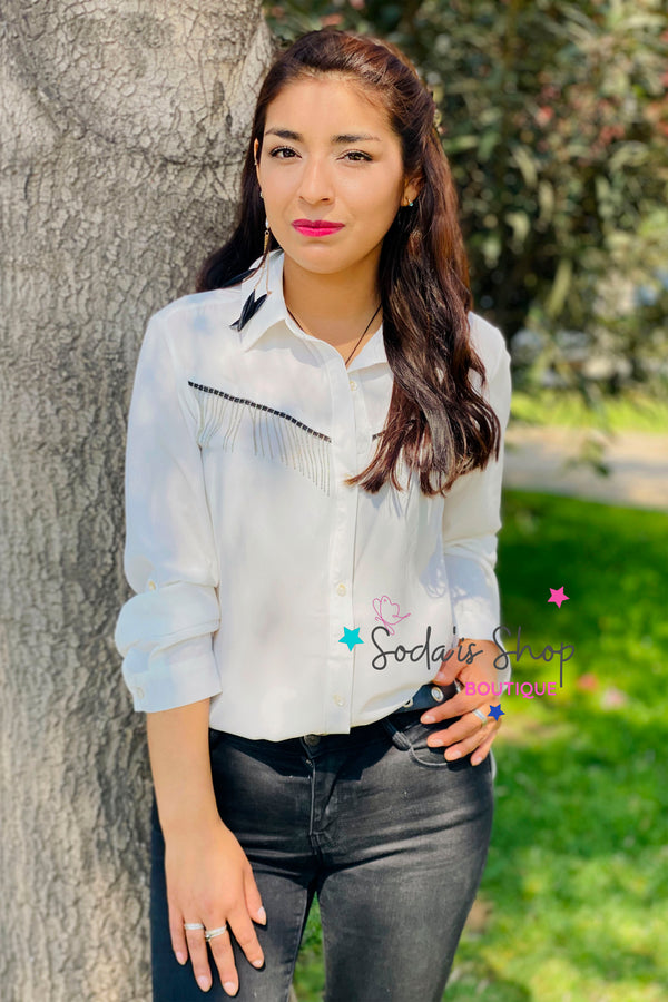 Blusa Flecos Blanco