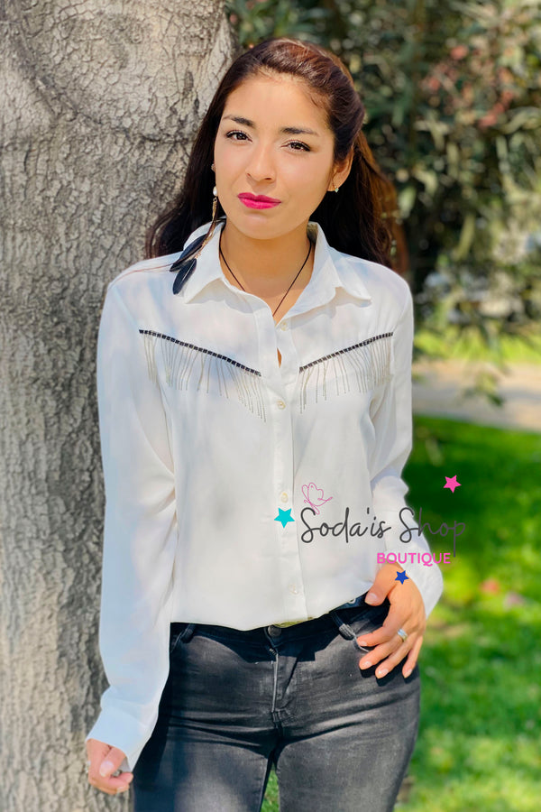 Blusa Flecos Blanco