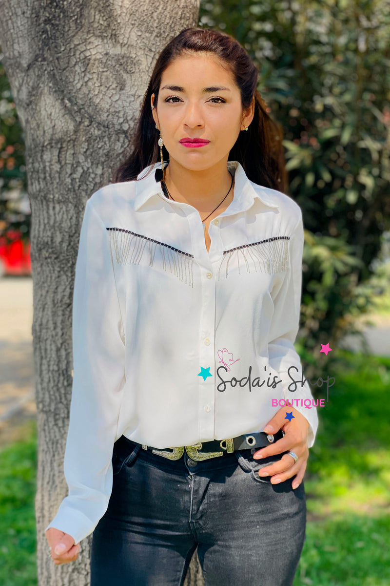 Blusa Flecos Blanco