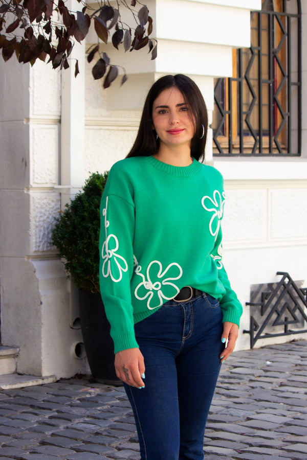 Sweater Flor Verde
