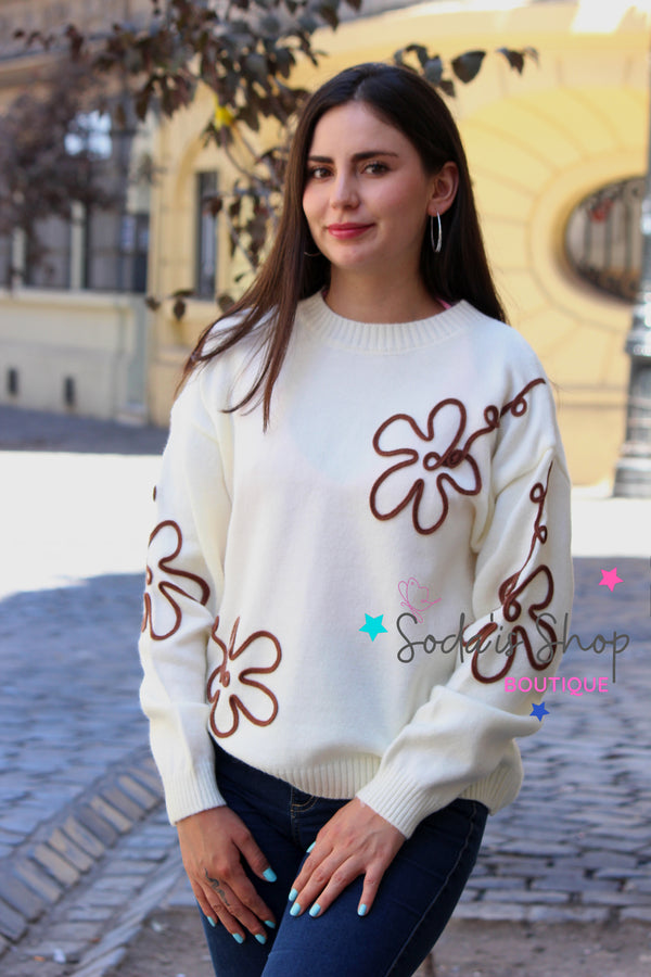 Sweater Flor Crema